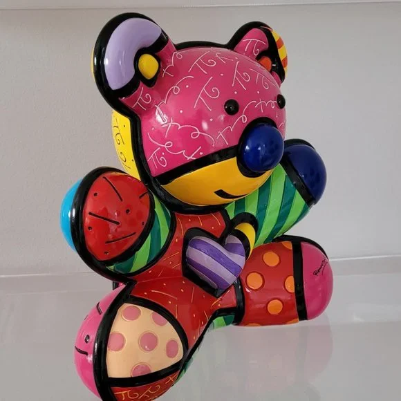 SOLD - XL 10"H Piggy Bank ROMERO BRITTO 'Hope Bear' Retired and Rare - Picture 3 of 16